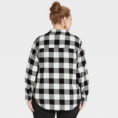 black and white plaid button down shirt