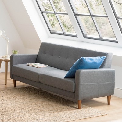 Adair Mid-Century Modern Sofa Couch with Armrest Pockets Tufted Linen Fabric - Mellow