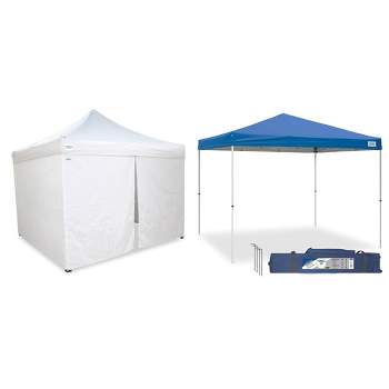 Caravan Canopy V-Series 10 x 10' 2 Straight Leg Sidewall Kit & V-Series II 10 x 10' Entry Level Angled Leg Instant Canopy for Recreational Uses