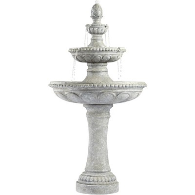 John Timberland Italian Outdoor Floor Water Fountain 44" High 3 Tiered Pineapple Bowls for Yard Garden Patio Deck Home