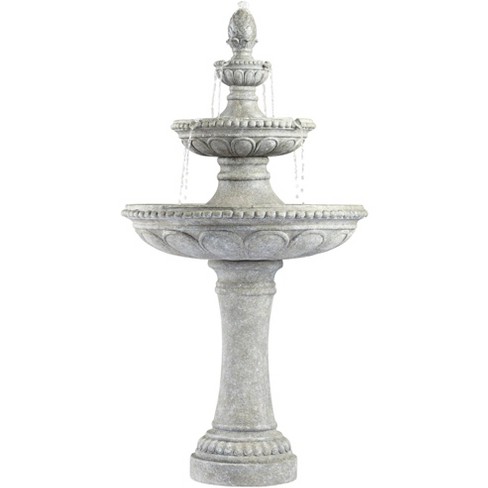 John Timberland Italian Outdoor Floor Water Fountain 44" High 3 Tiered Pineapple Bowls for Yard Garden Patio Deck Home - image 1 of 4