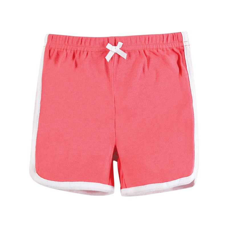 Hudson Baby Girl Shorts Bottoms 4-Pack, Coral, 3 of 7