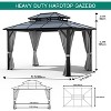 Hardtop Gazebo with Double Polycarbonate Roof – Aluminum Frame, UV Protection & Mesh Curtains for Patio, Garden, Backyard - 3 of 4