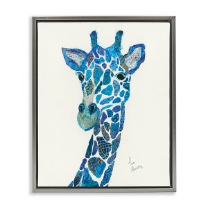 Stupell Industries Blue Giraffe Varied Collage Assortment Animal Painting Floating Frame Canvas Art, Gray, 17" x 21" - 1 of 4