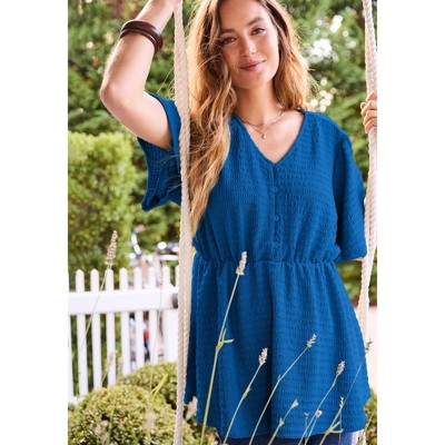 Woman Within Half Placket Textured Tunic