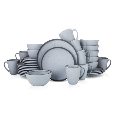 Stone + Lain Tom Stoneware Grey and Blue Dinnerware Set | 16-Piece 8