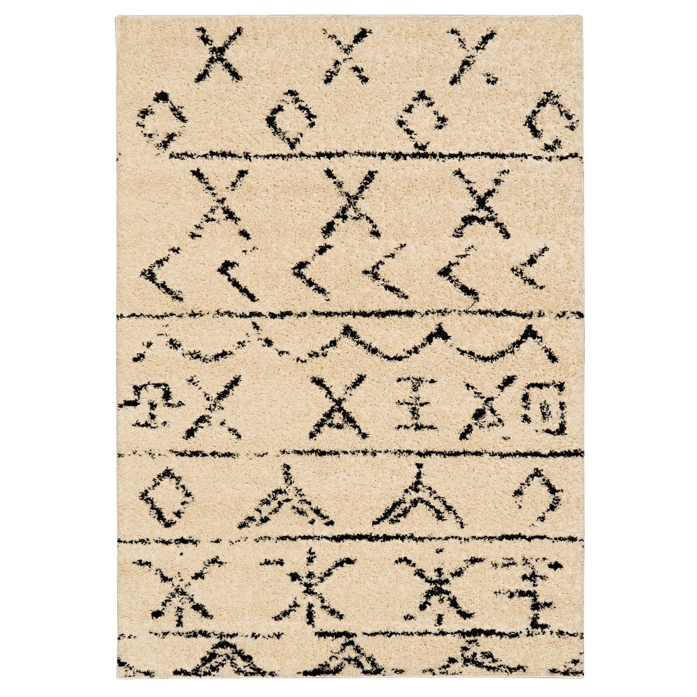 3'x5' Moroccan Shag Accent Rug Atlas Ivory/Black - Linon