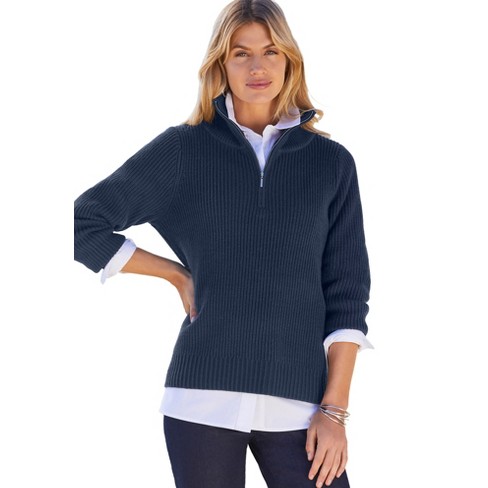 Navy blue half zip pullover women's online