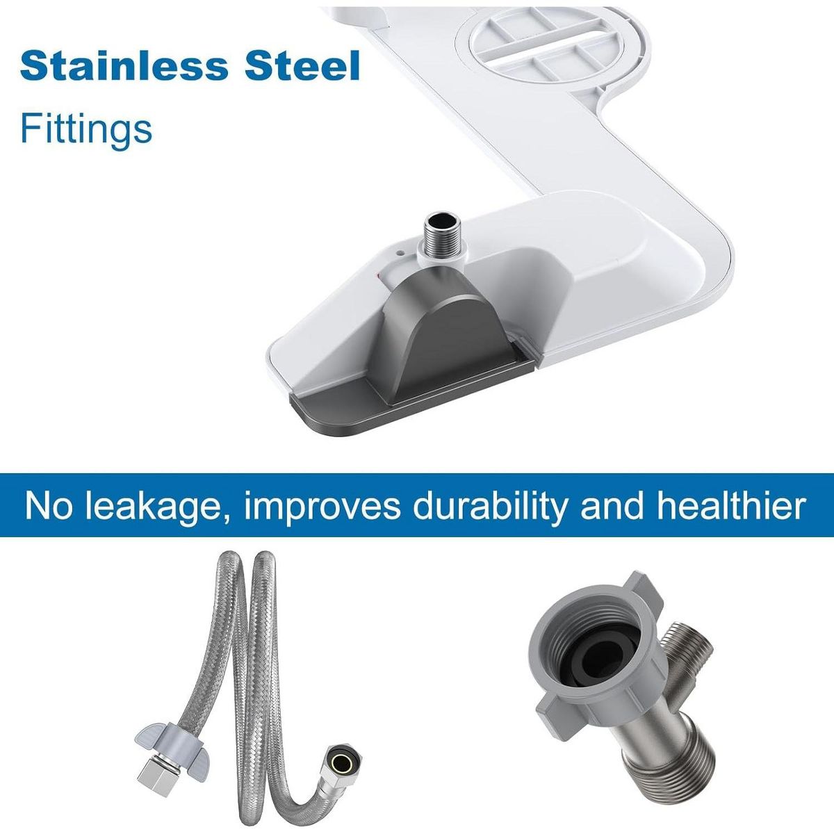 Ultra-Slim Bidet Attachment for Toilet, Non-Electric Cold Water Sprayer, Adjustable Pressure Dual Nozzle for Front/Rear Wash, Bathroom, White/Gray - thumbnail 4