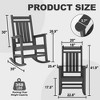 Outdoor HDPE Rocking Chairs Set of 2, HDPE Oversized Patio Rocking Chairs, All Weather Resistant Porch Rocker, Heavy Duty Front Plastic Rockers - 4 of 4
