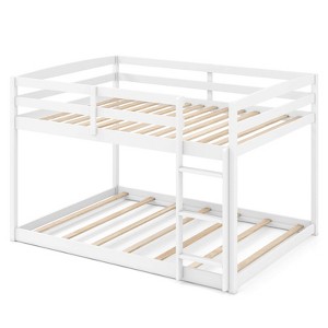 Costway Full Over Full Bunk Bed with Full-length Guardrails & Integrated Ladder Gray/White - 1 of 1