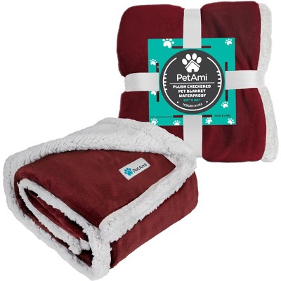 Medium Wine Red Waterproof Sherpa Fleece Pet Blanket