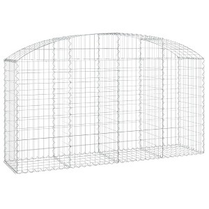 vidaXL Gabion Basket Silver Galvanized Iron 78.7 x 19.7 x 47.2 in - 78.7" x 19.7" x 39.4"/47.2" - 1 of 4
