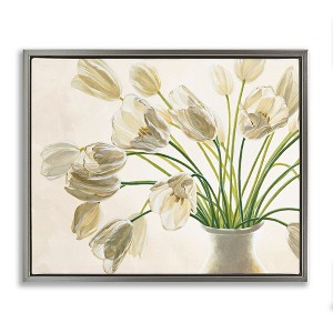 Stupell Industries Tranquil White Tulip Bouquet Floating Frame Canvas Art - 1 of 4