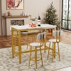 white gold 5-Piece Kitchen Counter Height Table Set, Bar Table with 4 Chairs - 3 of 4
