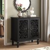 Okak Vintage Hollow-Carved Wood Sideboard Storage Cabinet with Floral Design,Accent Display Pantry Cabinets for Dining Room,Living Room - 3 of 4
