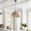 Dewdrop Boho Farmhouse Pendant Light Fixture Natural Rattan Woven Dome Chandelier - 3 of 4