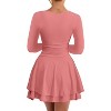 Long Sleeve Corset Mini Dress with Square Neck & Ruffle Hem, Ruched Waist Party Dress for Night Out, Cocktail, Dinner Date Water Pink - 2 of 4