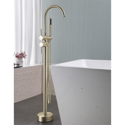 Floor Mount Bathtub Faucet Freestanding Tub Filler Standing High Flow Shower Faucets with Handheld Shower Mixer Taps Swivel Spout
