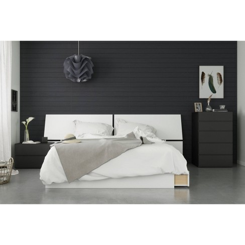 4pc Context Queen Bedroom Set Black White Nexera