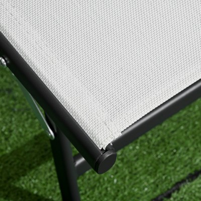 White Steel Armless Folding Chaise Lounger Set of 2