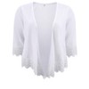 Women's Plus Size Open Front Trim Lace Waterfall 3/4 Sleeve High Low Hem Cardigans - GRACE & GRANDEUR - 4 of 4