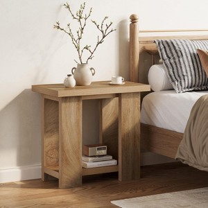 Lantine 2-Tier Side Table with Storage Shelves, Small Nightstand Wooden Bedside Table for Small Spaces, Living Room, Bedroom - 1 of 4