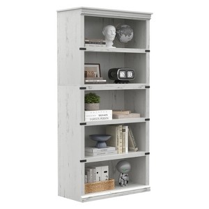 5-Tier Wooden Bookcase, Farmhouse Storage Book Shelf with Display Shelves, Tall Book Case - 1 of 4