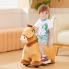 Qaba 6V Ride on Horse, Battery Powered Electric Ride on Pony with Music Forward, PU Wheels, Soft Touch, for Girls Boys Aged 18-36 Months, Brown - 3 of 4