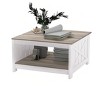 Farmhouse Square Coffee Table Grey Wash Cocktail Center Sofa End Table with Bottom Shelf For Living Room - 2 of 4