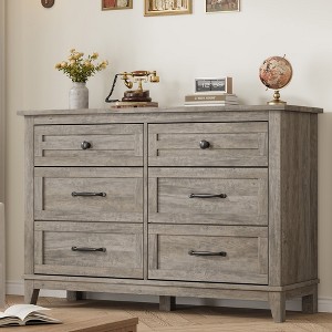 Garvee 6 Dresser for Bedroom, 47.2" Wide Drawer Dresser with Storage Freestanding, Wooden Closet Storage Chest for Living Room, Bedroom - 1 of 4