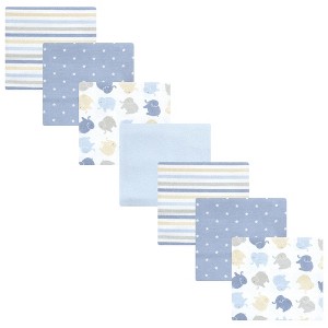 Hudson Baby Infant Boys Cotton Flannel Receiving Blankets 7pk, Multi Color Boy Elephant, One Size - 1 of 4