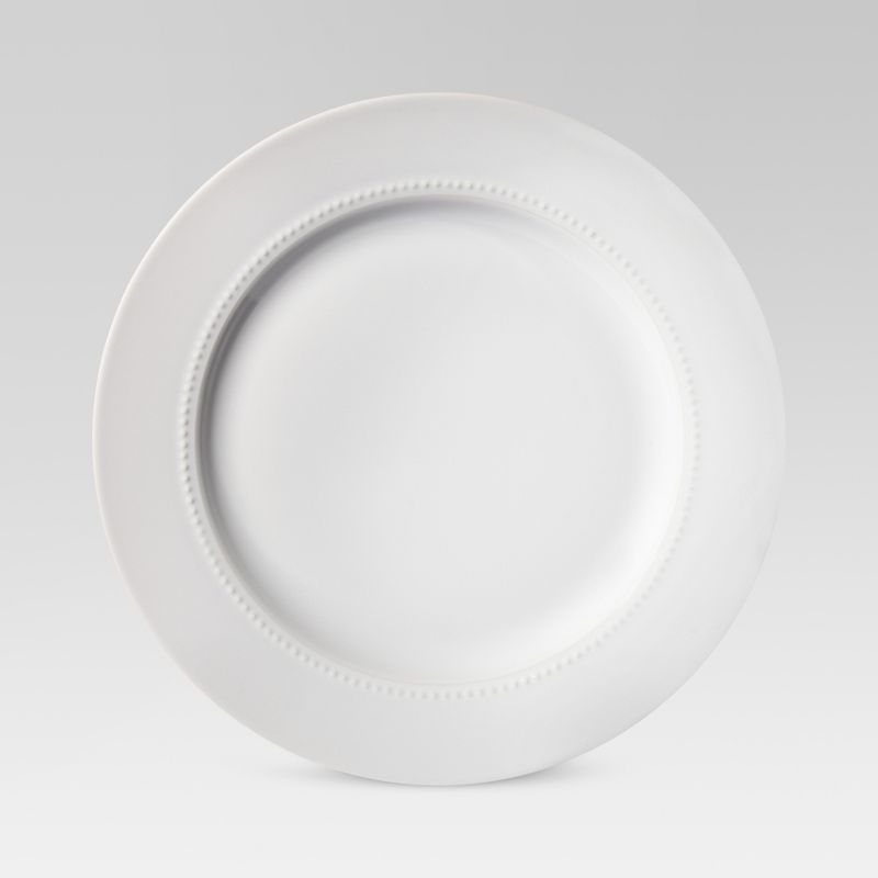 11&#34; Porcelain Beaded Rim Dinner Plate White - Threshold&#8482;, 1 of 7