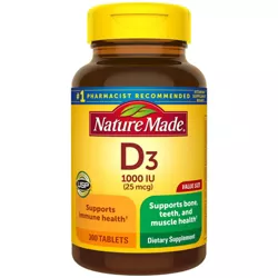 Nature Made Vitamin D3 1000 IU (25 mcg) Tablets - 300ct