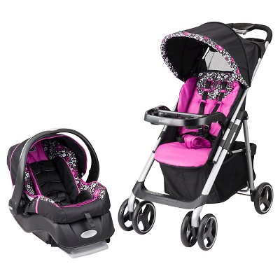 girl car seat and stroller
