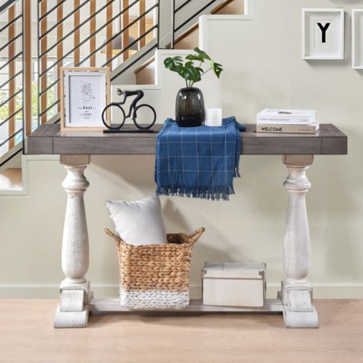 GlasFlength Console Tables with Curved Legs, ModernLuxe, Simplicity Rectangle Console Table, for Living Room, Gray, 50.2"*18.1"*30"