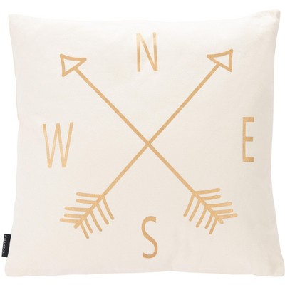 Compass Pillow - Beige/Gold - 18" X 18" - Safavieh