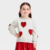 Toddler Girls' 2pc Valentines Heart Sweatshirt and Skirt Set - Red/Cream - 3 of 4