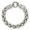 Black Bow Jewelry Men's 12mm Stainless Steel Polished Fancy Spiga Chain Bracelet, 8 Inch - 3 of 4