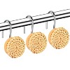 Aoibox Boho Shower Curtain Hooks Rings, 12 Pcs Decorative Woven Wicker Rattan Hangers for Bathroom Farmhouse Style Accessories (Wood Color) - 4 of 4