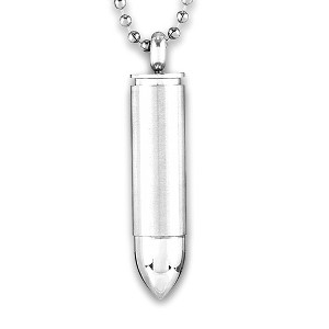 West Coast Jewelry Men's Bullet Capsule Dual Finish Stainless Steel Necklace - 1 of 4
