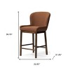HomeRoots 26" Brown Fabric and Solid Wood Counter Height Bar Chair - 3 of 4