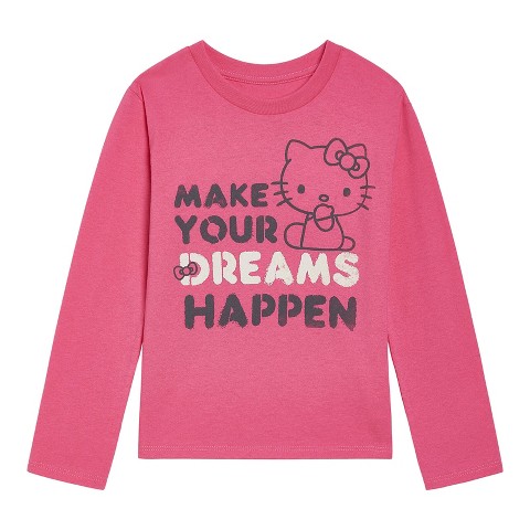Hello Kitty Big Girls Drop Shoulder Long Sleeve T-Shirt Pink 10-12