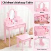Kids Vanity Set, Adjustable Angle Mirror, Wooden Makeup Table, Pretend Play Girls Vanity Table and Chair Set, for Bedroom, Playroom - 2 of 4