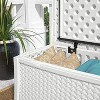 Suncast Elements 30 Gallon Outdoor Deck Patio Resin Wicker Coffee Table, White - 3 of 4