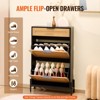 VEVOR Rattan Shoe Cabinet, with 2 Flip Rattan Drawers & 1 Slide Drawer, Metal Legs, Slim Shoe Entryway Cabinet for Entryway, Closet, Hallway, Black - 4 of 4