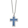 Black Bow Jewelry Men's Stainless Steel & Blue Carbon Fiber Inlay Cross Necklace, 22 In - 2 of 4