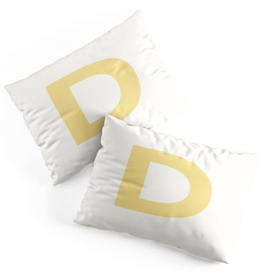 Deny Designs Standard April Lane Art Block Yellow Monogram D Microfiber Printed Pillow Sham
