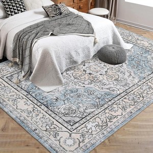 Coucheta Vintage Washable Area Rug – Distressed Non-Slip Rug, Ultra-Thin Stain-Resistant Carpet for Living Room & Entryway - 1 of 4