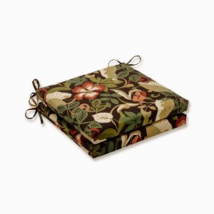 2pc Outdoor Chair Cushions - Brown/Green Floral - Pillow Perfect - 1 of 4